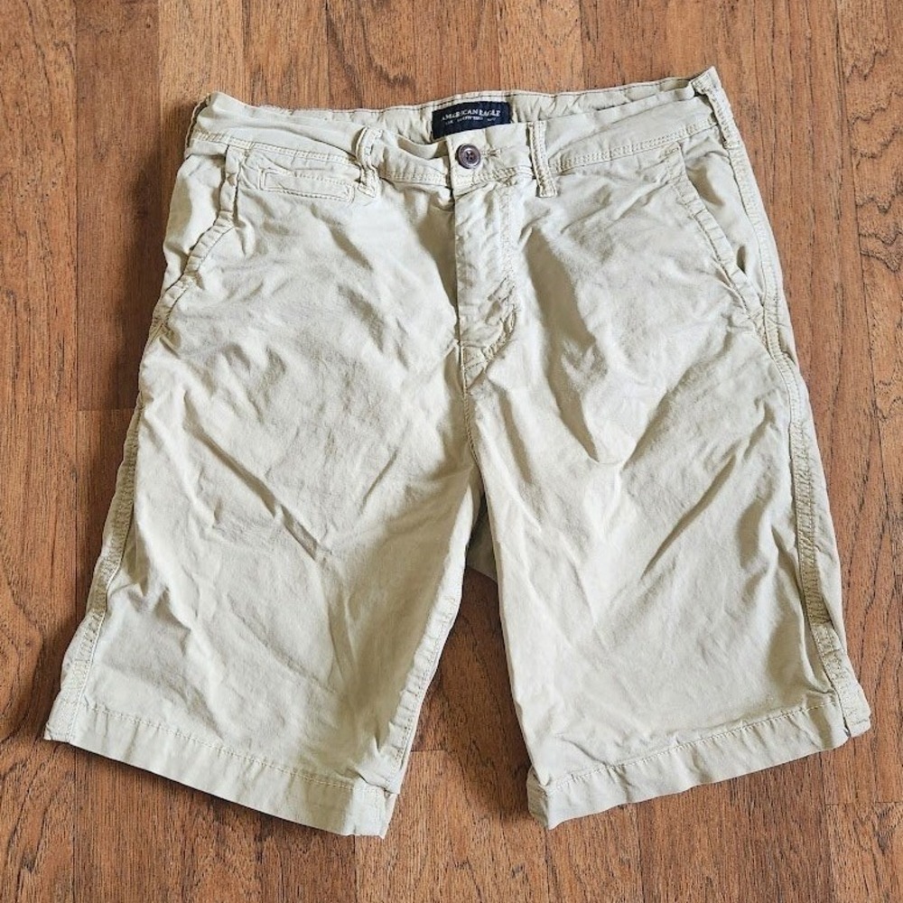 American Eagle Men's Next Level Flex Khaki Chino Shorts Tan Size 30 Casual 303
